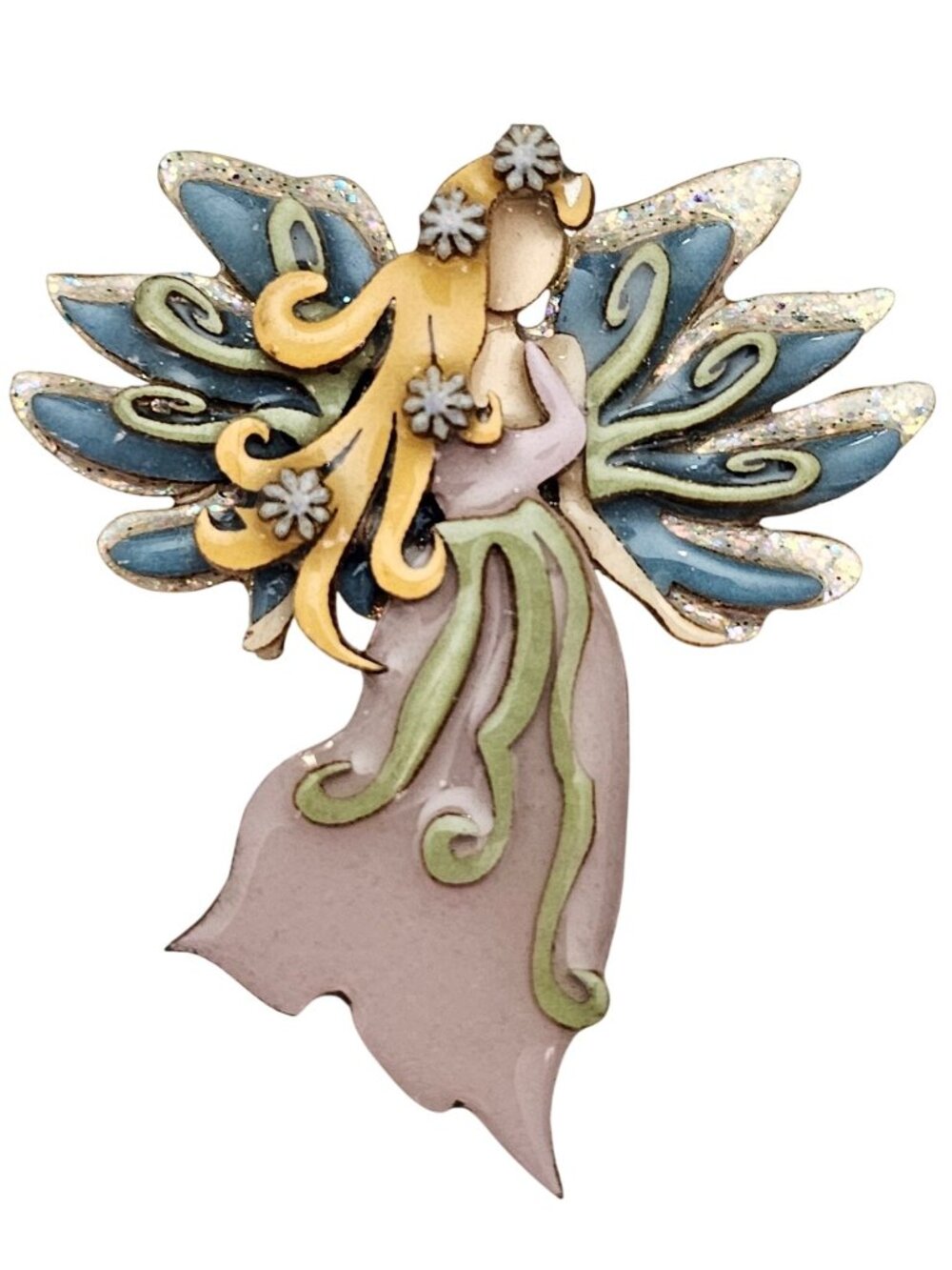 Lucinda Fairy Brooch Purple Blue Glitter Opaline Angel Pin J737